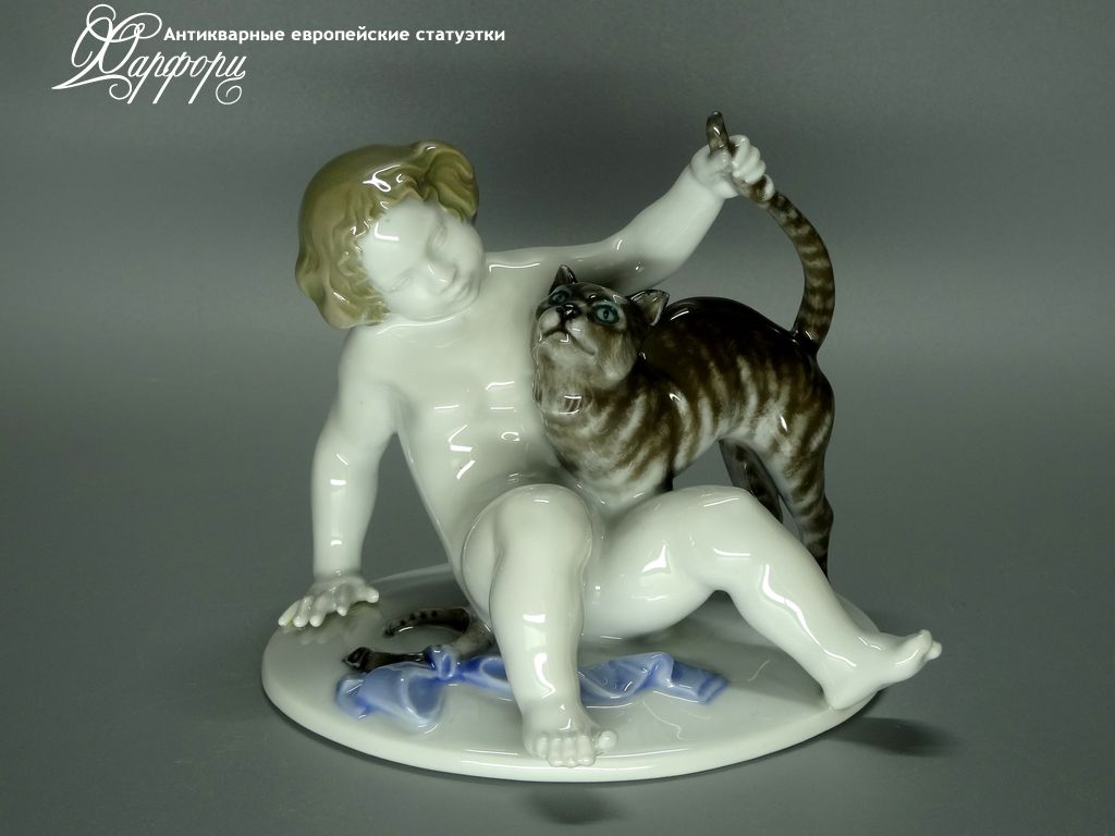 Купить фарфоровые статуэтки Rosenthal, Путти с котом, Германия